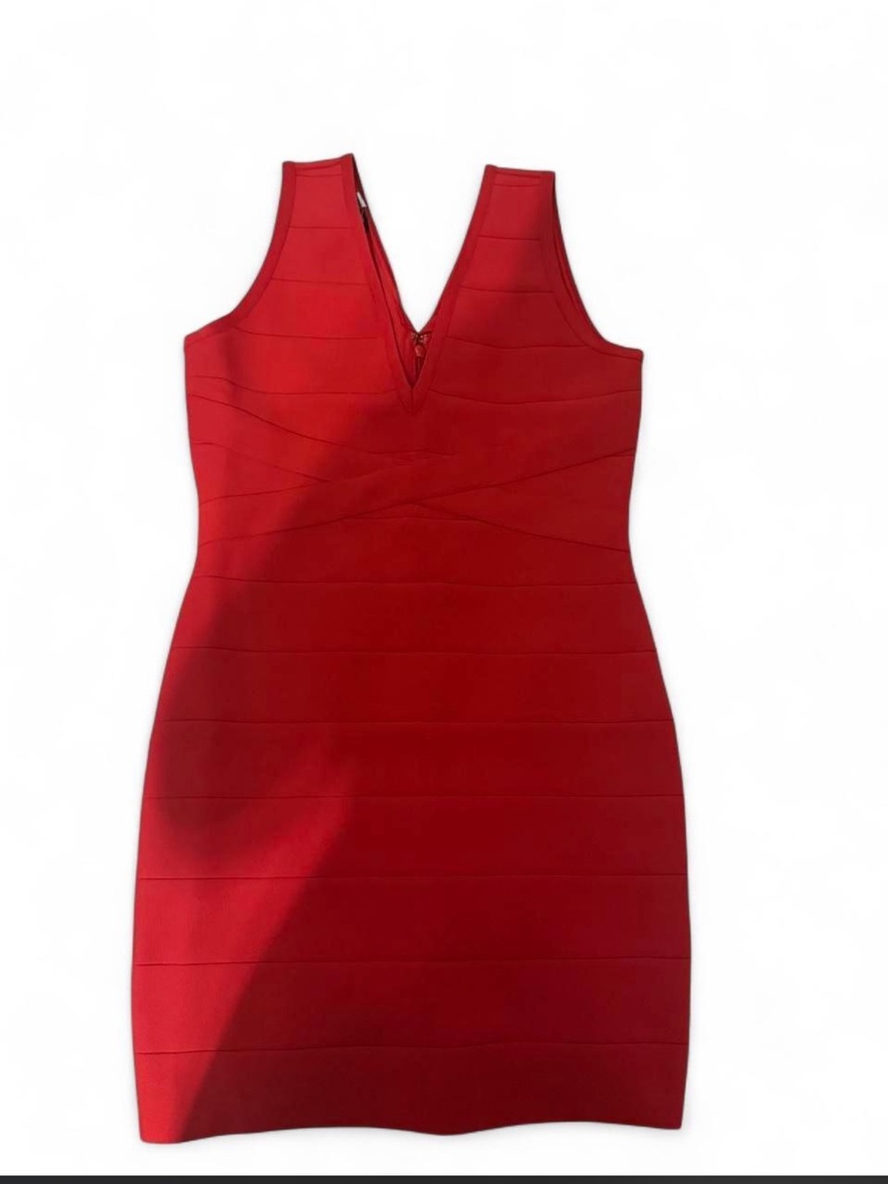 NWT bebe Red Bandage Bodycon V-Neck Mini Dress Y2K
